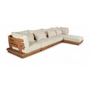  Meridian Mirella 150" Tan Water Resistant Fabric Upholstered 5 pc Outdoor Patio Modular Sectional IMAGE 1