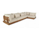  Meridian Mirella 150" Tan Water Resistant Fabric Upholstered 5 pc Outdoor Patio Modular Sectional IMAGE 1