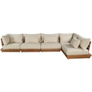  Meridian Mirella 150" Tan Water Resistant Fabric Upholstered 5 pc Outdoor Patio Modular Sectional IMAGE 3