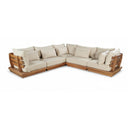  Meridian Mirella 113" Tan Water Resistant Fabric Upholstered 5 pc Outdoor Patio Modular Sectional IMAGE 1