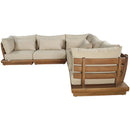  Meridian Mirella 113" Tan Water Resistant Fabric Upholstered 5 pc Outdoor Patio Modular Sectional IMAGE 3