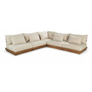  Meridian Mirella 112" Tan Water Resistant Fabric Upholstered 5 pc Outdoor Patio Modular Sectional IMAGE 1