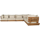  Meridian Mirella 150" Tan Water Resistant Fabric Upholstered 6 pc Outdoor Patio Modular Sectional IMAGE 3