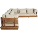  Meridian Mirella 150" Tan Water Resistant Fabric Upholstered 6 pc Outdoor Patio Modular Sectional IMAGE 4