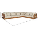  Meridian Mirella 150" Tan Water Resistant Fabric Upholstered 6 pc Outdoor Patio Modular Sectional IMAGE 7