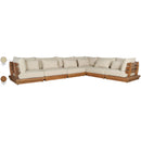  Meridian Mirella 150" Tan Water Resistant Fabric Upholstered 6 pc Outdoor Patio Modular Sectional IMAGE 8