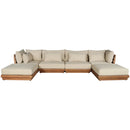  Meridian Mirella 150" Tan Water Resistant Fabric Upholstered 6 pc Outdoor Patio Modular Sectional IMAGE 3