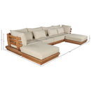  Meridian Mirella 150" Tan Water Resistant Fabric Upholstered 6 pc Outdoor Patio Modular Sectional IMAGE 7