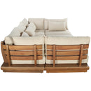  Meridian Mirella 113" Tan Water Resistant Fabric Upholstered 6 pc Outdoor Patio Modular Sectional IMAGE 4