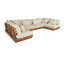  Meridian Mirella 150" Tan Water Resistant Fabric Upholstered 6 pc Outdoor Patio Modular Sectional IMAGE 1