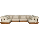  Meridian Mirella 150" Tan Water Resistant Fabric Upholstered 6 pc Outdoor Patio Modular Sectional IMAGE 3