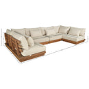  Meridian Mirella 150" Tan Water Resistant Fabric Upholstered 6 pc Outdoor Patio Modular Sectional IMAGE 7
