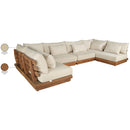  Meridian Mirella 150" Tan Water Resistant Fabric Upholstered 6 pc Outdoor Patio Modular Sectional IMAGE 8