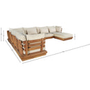  Meridian Mirella 150" Tan Water Resistant Fabric Upholstered 7 pc Outdoor Patio Modular Sectional IMAGE 7