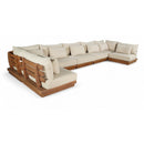  Meridian Mirella 187" Tan Water Resistant Fabric Upholstered 7 pc Outdoor Patio Modular Sectional IMAGE 1
