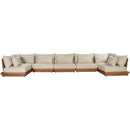  Meridian Mirella 187" Tan Water Resistant Fabric Upholstered 7 pc Outdoor Patio Modular Sectional IMAGE 3