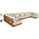  Meridian Mirella 187" Tan Water Resistant Fabric Upholstered 7 pc Outdoor Patio Modular Sectional IMAGE 8