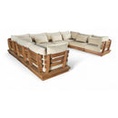  Meridian Mirella 150" Tan Water Resistant Fabric Upholstered 8 pc Outdoor Patio Modular Sectional IMAGE 1