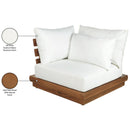  Meridian Mirella Off-White Water Resistant Fabric Upholstered Outdoor Patio Modular Corner Chair IMAGE 8