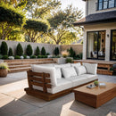  Meridian Mirella 113" Off-White Water Resistant Fabric Upholstered 3 pc Outdoor Patio Modular Sofa IMAGE 2