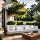  Meridian Mirella 150" Off-White Water Resistant Fabric Upholstered 4 pc Outdoor Patio Modular Sofa IMAGE 2