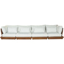  Meridian Mirella 150" Off-White Water Resistant Fabric Upholstered 4 pc Outdoor Patio Modular Sofa IMAGE 3