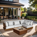  Meridian Mirella 113" Off-White Water Resistant Fabric Upholstered 4 pc Outdoor Patio Modular Sectional IMAGE 2