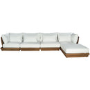  Meridian Mirella 150" Off-White Water Resistant Fabric Upholstered 5 pc Outdoor Patio Modular Sectional IMAGE 3