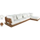  Meridian Mirella 150" Off-White Water Resistant Fabric Upholstered 5 pc Outdoor Patio Modular Sectional IMAGE 8