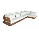  Meridian Mirella 150" Off-White Water Resistant Fabric Upholstered 5 pc Outdoor Patio Modular Sectional IMAGE 1