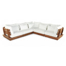  Meridian Mirella 113" Off-White Water Resistant Fabric Upholstered 5 pc Outdoor Patio Modular Sectional IMAGE 1