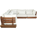  Meridian Mirella 113" Off-White Water Resistant Fabric Upholstered 5 pc Outdoor Patio Modular Sectional IMAGE 4