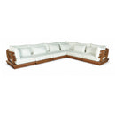  Meridian Mirella 150" Off-White Water Resistant Fabric Upholstered 6 pc Outdoor Patio Modular Sectional IMAGE 1