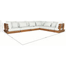  Meridian Mirella 150" Off-White Water Resistant Fabric Upholstered 6 pc Outdoor Patio Modular Sectional IMAGE 7