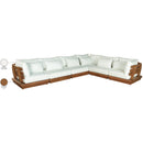  Meridian Mirella 150" Off-White Water Resistant Fabric Upholstered 6 pc Outdoor Patio Modular Sectional IMAGE 8