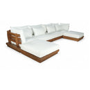  Meridian Mirella 150" Off-White Water Resistant Fabric Upholstered 6 pc Outdoor Patio Modular Sectional IMAGE 1