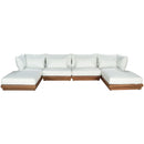  Meridian Mirella 150" Off-White Water Resistant Fabric Upholstered 6 pc Outdoor Patio Modular Sectional IMAGE 3