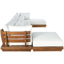  Meridian Mirella 150" Off-White Water Resistant Fabric Upholstered 6 pc Outdoor Patio Modular Sectional IMAGE 4