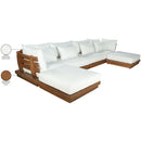  Meridian Mirella 150" Off-White Water Resistant Fabric Upholstered 6 pc Outdoor Patio Modular Sectional IMAGE 8