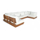  Meridian Mirella 150" Off-White Water Resistant Fabric Upholstered 6 pc Outdoor Patio Modular Sectional IMAGE 1