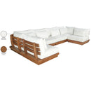  Meridian Mirella 150" Off-White Water Resistant Fabric Upholstered 6 pc Outdoor Patio Modular Sectional IMAGE 8