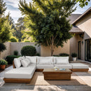  Meridian Mirella 149" Off-White Water Resistant Fabric Upholstered 6 pc Outdoor Patio Modular Sectional IMAGE 2