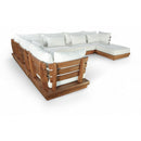  Meridian Mirella 150" Off-White Water Resistant Fabric Upholstered 7 pc Outdoor Patio Modular Sectional IMAGE 1