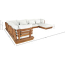  Meridian Mirella 150" Off-White Water Resistant Fabric Upholstered 7 pc Outdoor Patio Modular Sectional IMAGE 7