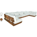  Meridian Mirella 187" Off-White Water Resistant Fabric Upholstered 7 pc Outdoor Patio Modular Sectional IMAGE 8
