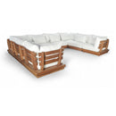  Meridian Mirella 150" Off-White Water Resistant Fabric Upholstered 8 pc Outdoor Patio Modular Sectional IMAGE 1