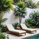  Meridian Mirella Off-White Water Resistant Fabric Upholstered Outdoor Patio Chaise Lounge IMAGE 2