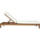  Meridian Mirella Off-White Water Resistant Fabric Upholstered Outdoor Patio Chaise Lounge IMAGE 3