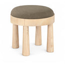  Meridian Larea Brown Linen Textured Fabric Upholstered Ottoman IMAGE 1