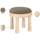  Meridian Larea Brown Linen Textured Fabric Upholstered Ottoman IMAGE 7